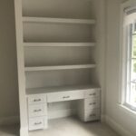 Mounted shelves and desk